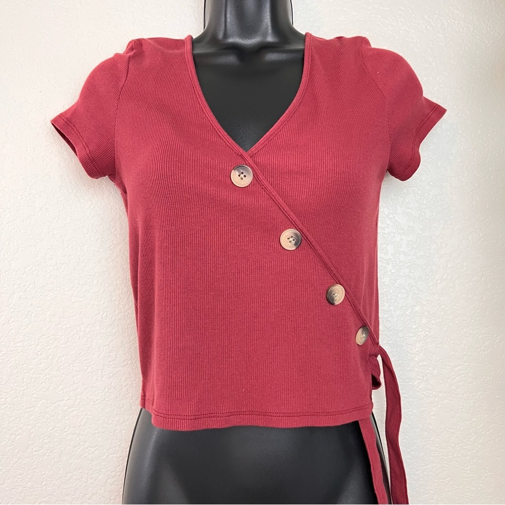 Knit Crop Top American Eagle Size S Burgundy